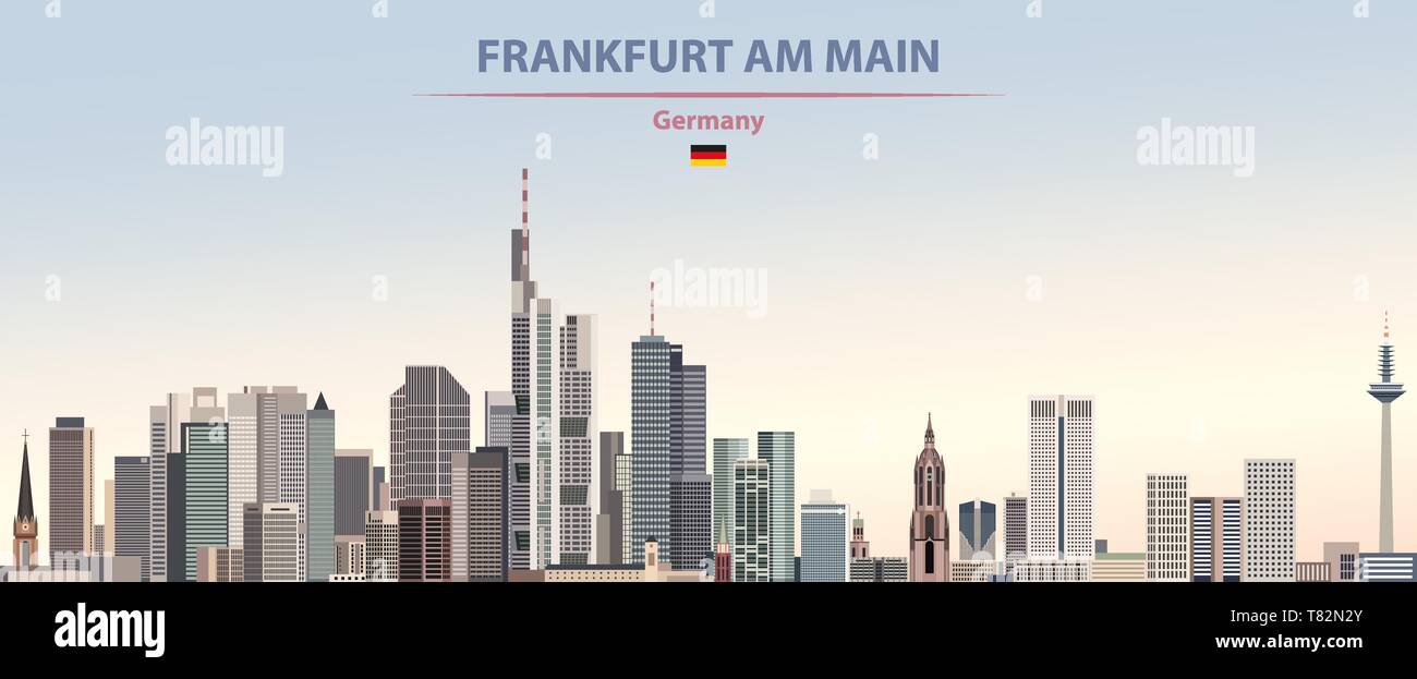 Frankfurt am Main skyline della città sul bellissimo sfondo diurno illustrazione vettoriale Illustrazione Vettoriale