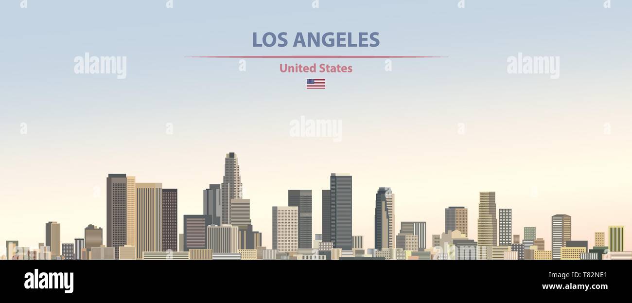 Los Angeles skyline della città sul bellissimo sfondo diurno illustrazione vettoriale Illustrazione Vettoriale