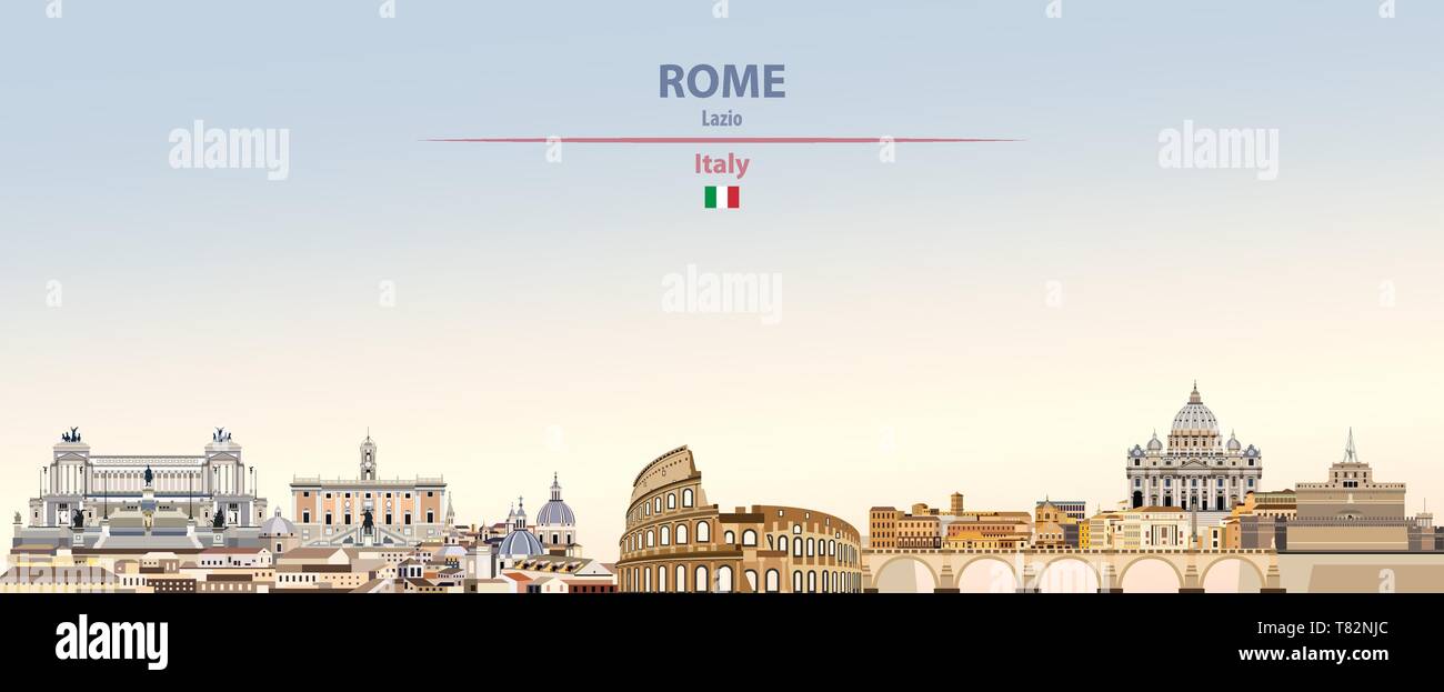 Roma skyline della città sul bellissimo sfondo diurno illustrazione vettoriale Illustrazione Vettoriale