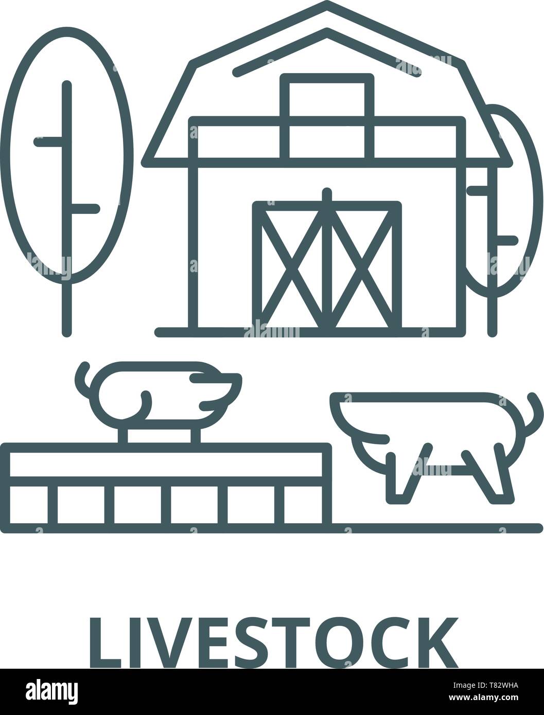 Vettore di bestiame icona linea, concetto lineare, segno di contorno, simbolo Illustrazione Vettoriale
