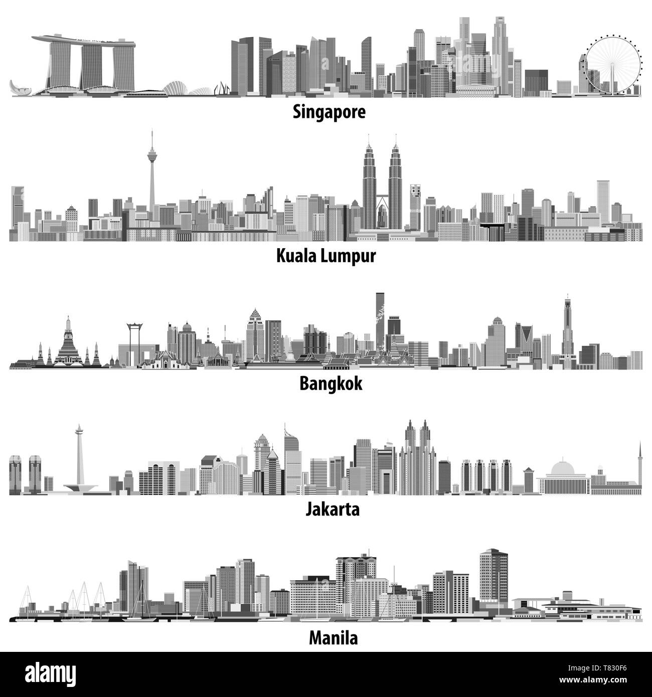 Illustrazioni vettoriali di città asiatiche dall'alto Illustrazione Vettoriale