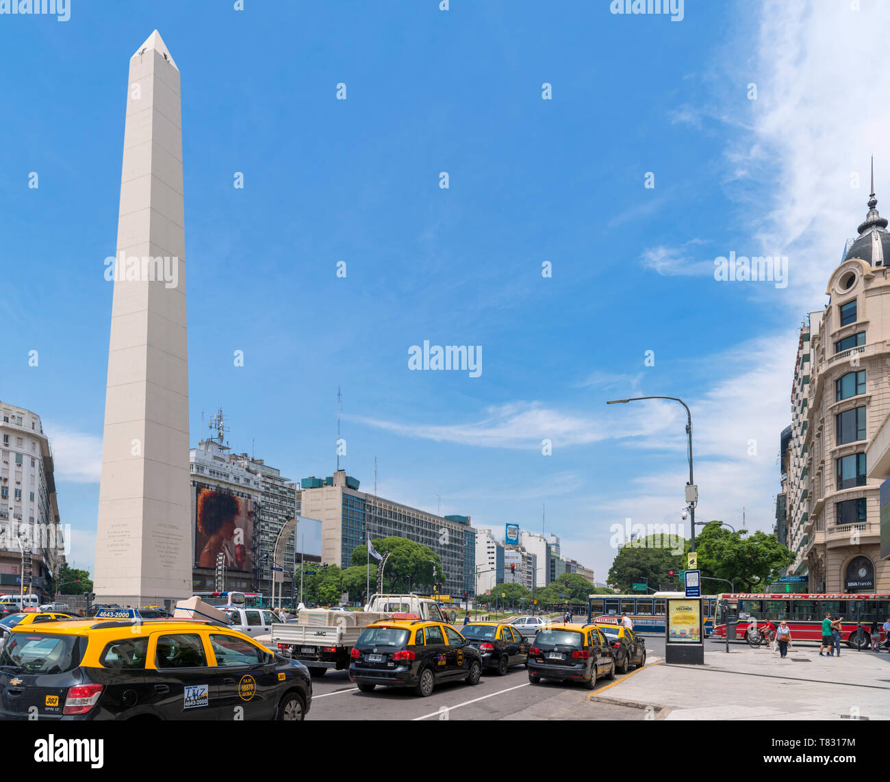 Obelisco (obelisco), Plaza de la republica, Avenida 9 de Julio, Buenos Aires, Argentina Foto Stock