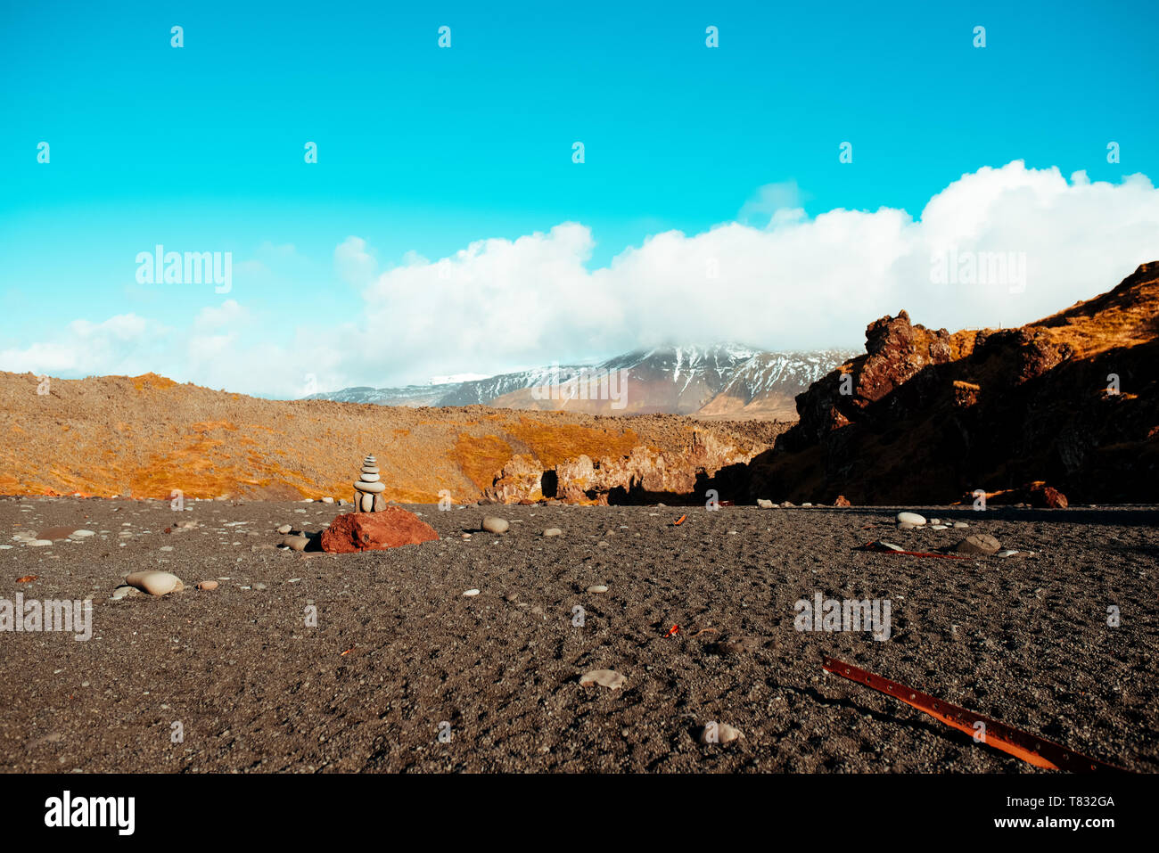 Spiaggia nera, Djúpalónssandur, Snaefellsjökull, Islanda Foto Stock