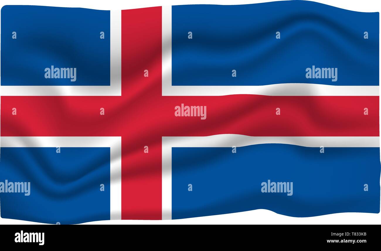 Islanda icona bandiera. Bandiera nazionale Banner. Fumetto illustrazione vettoriale. Illustrazione Vettoriale