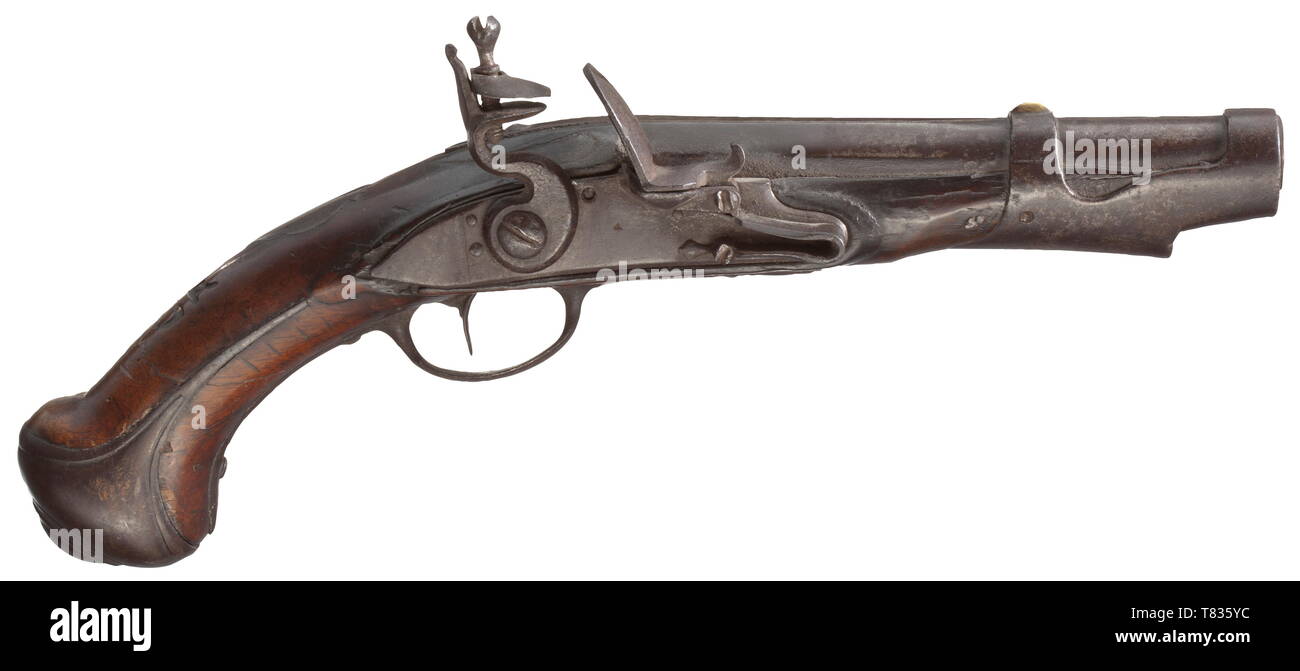 Piccole armi, pistole, flintlock pistola calibro 18 mm, contrassegnato "GR" e "TL", Francia, prima metà del XVIII secolo, Additional-Rights-Clearance-Info-Not-Available Foto Stock