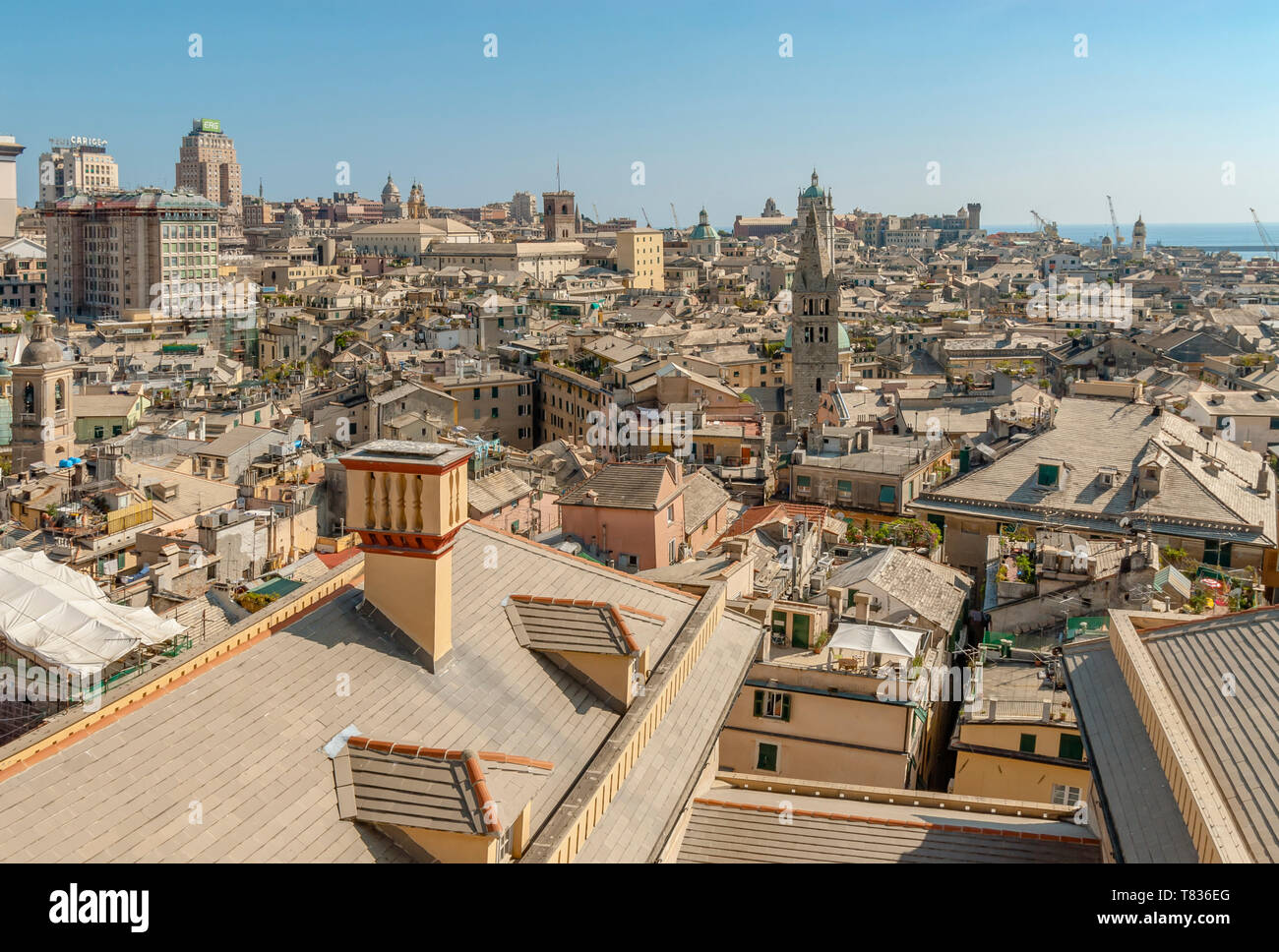 Vista panoramica su Genova, Liguria, Nord Ovest Italia Foto Stock