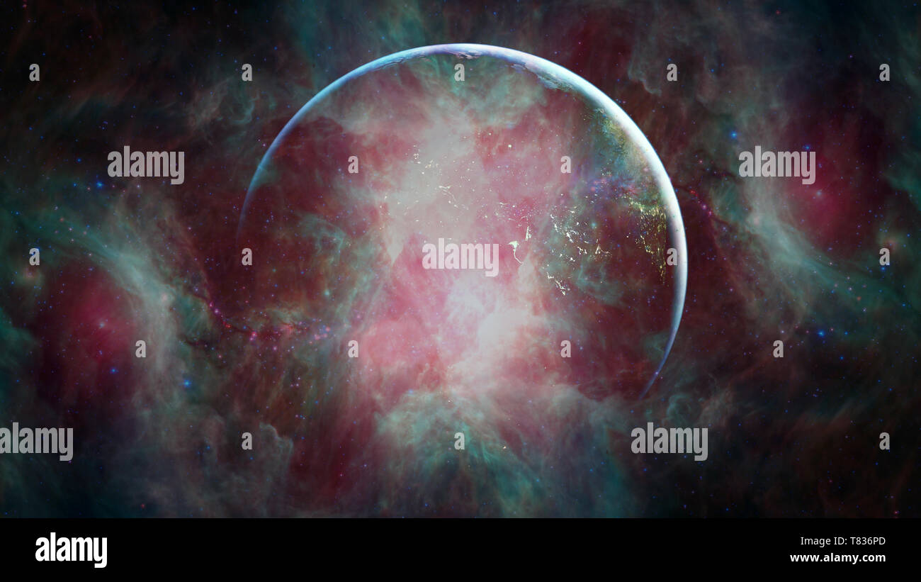 Lo spazio esterno art. Nebulose, galassie e stelle luminose in bella composizione. Gli elementi di questa immagine fornita dalla NASA Foto Stock