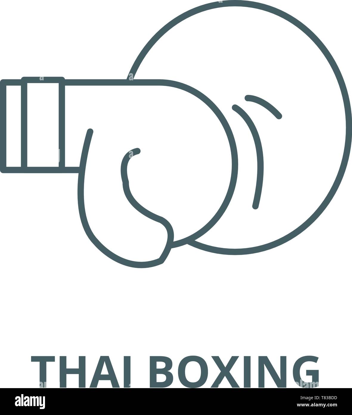 Thai boxing linea del vettore icona, concetto lineare, segno di contorno, simbolo Illustrazione Vettoriale