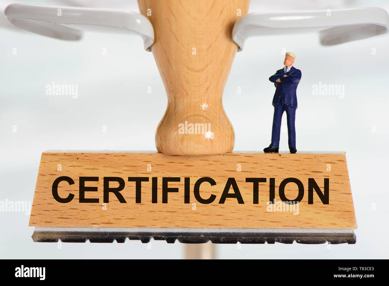 La certificazione stampato sul timbro di gomma Foto Stock