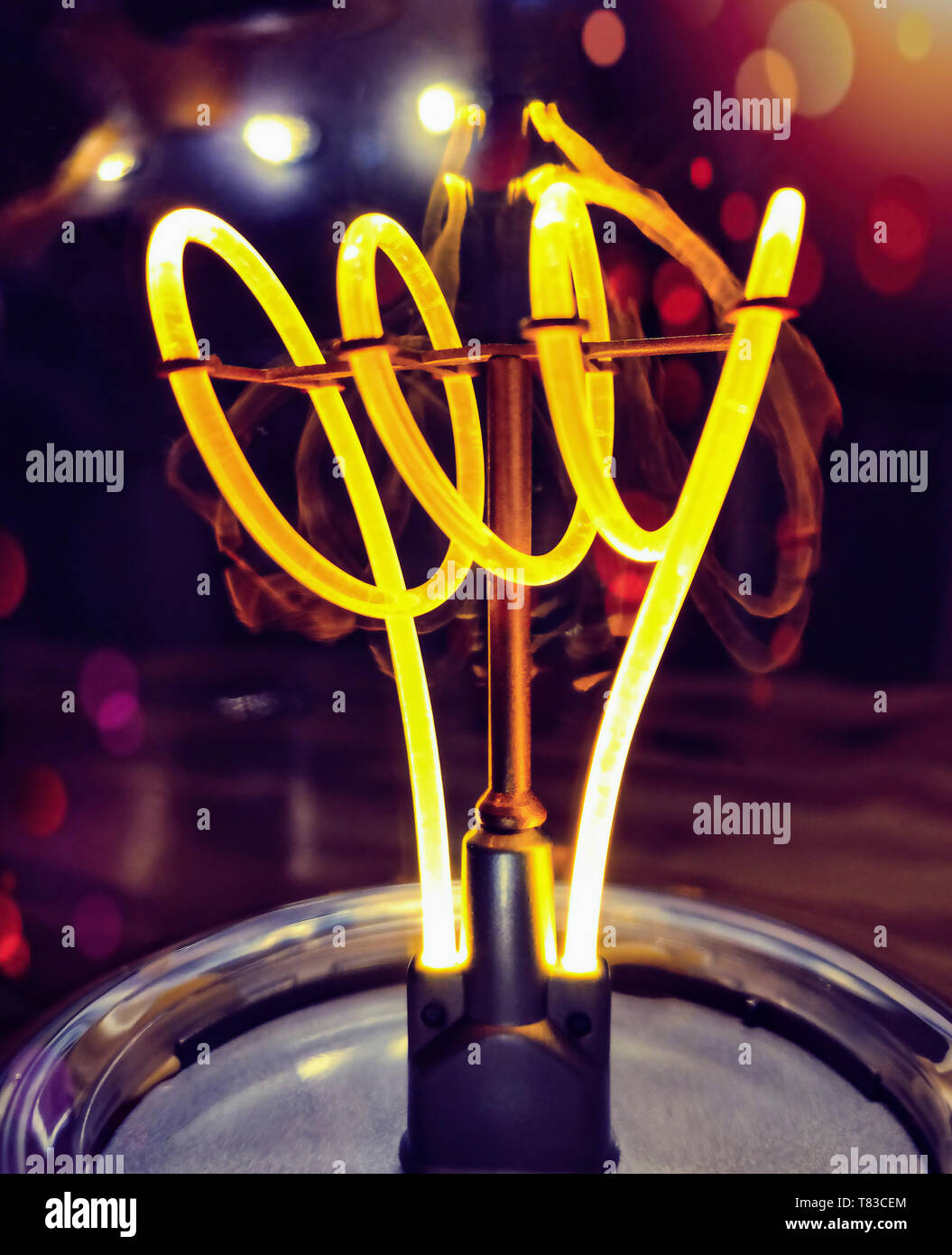 Dettaglio di una lampada a LED con fibra ottica Foto Stock