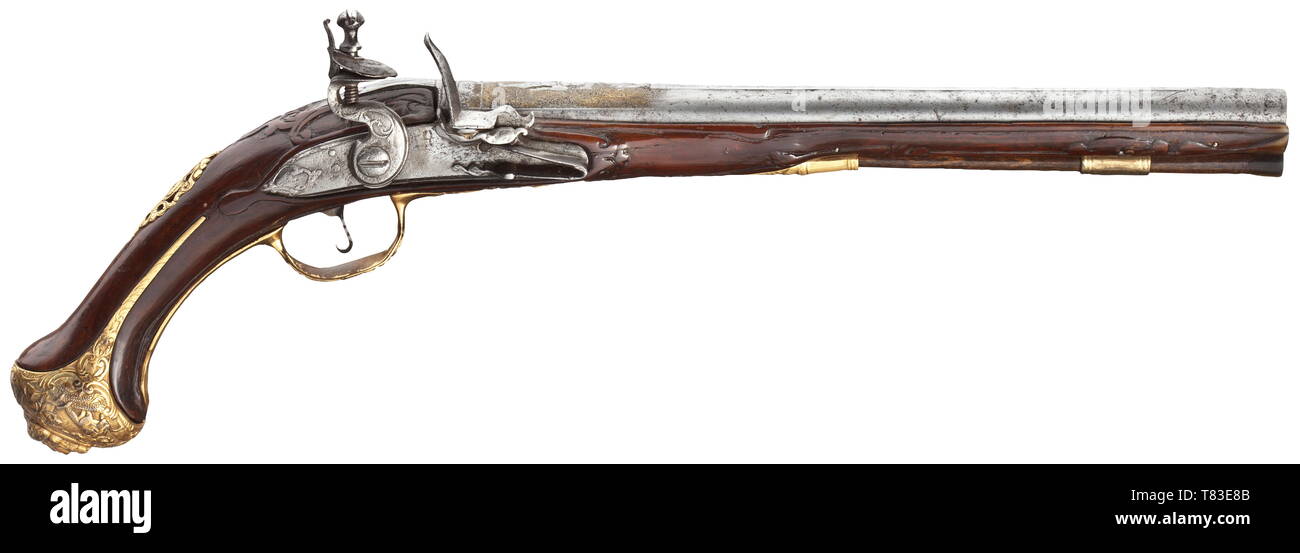 Piccole armi, pistole, flintlock pistola calibro 15 mm, Giovanni Sofianti, Firenze, Italia, 1740 circa, Additional-Rights-Clearance-Info-Not-Available Foto Stock