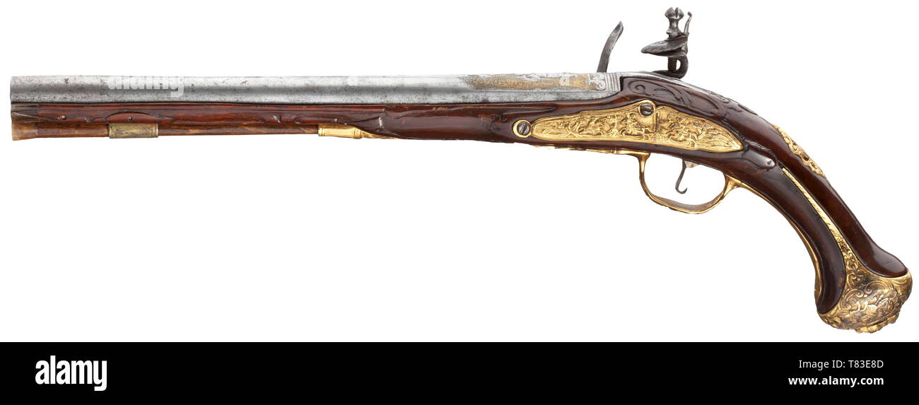 Piccole armi, pistole, flintlock pistola calibro 15 mm, Giovanni Sofianti, Firenze, Italia, 1740 circa, Additional-Rights-Clearance-Info-Not-Available Foto Stock