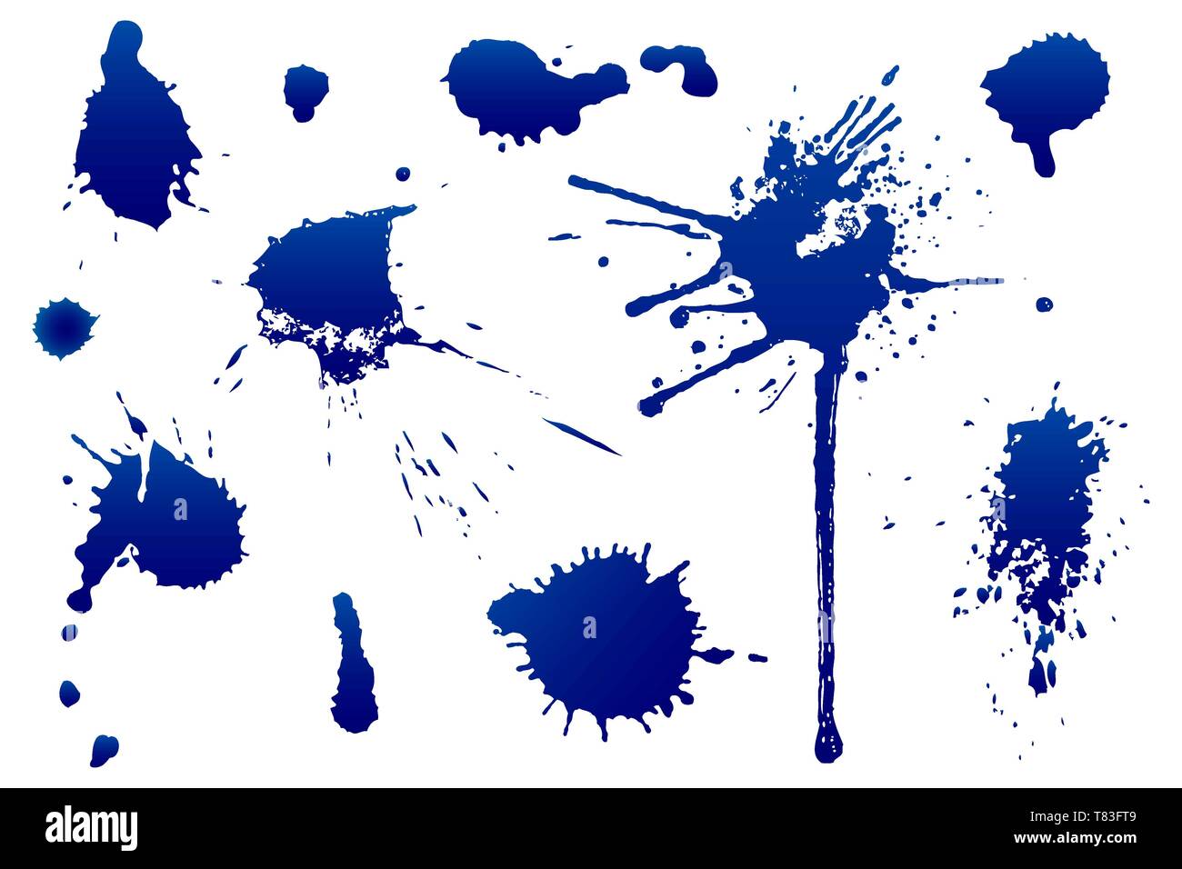 Set di vettore di blot e macchie isolate su sfondo bianco Illustrazione Vettoriale