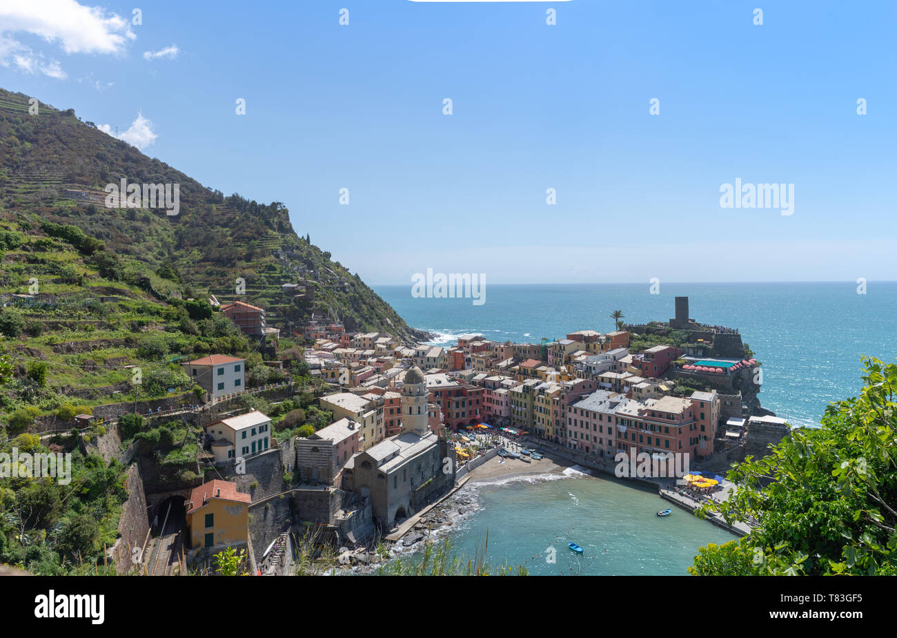 Ansicht von Vernazza Foto Stock