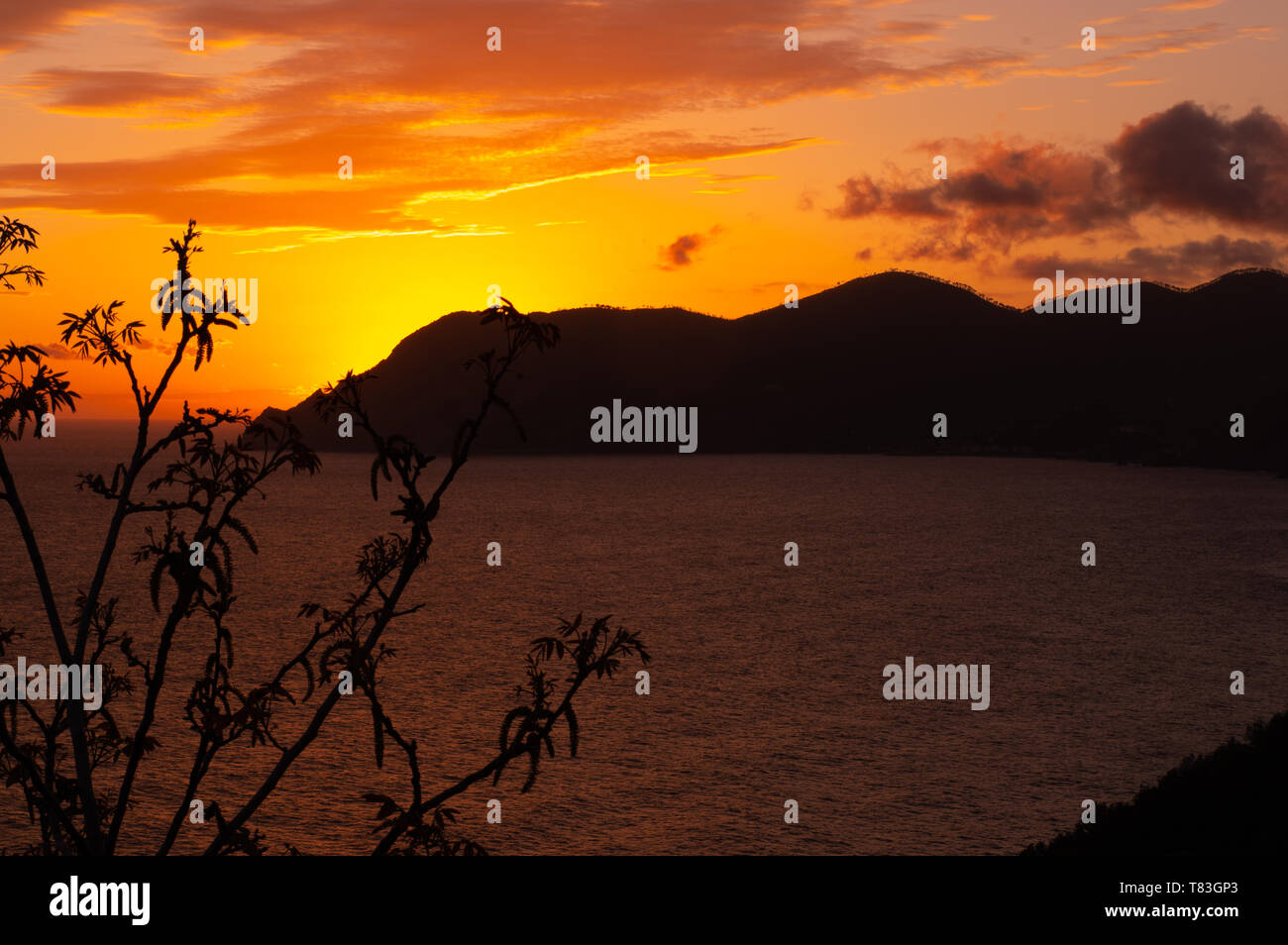 Sonnenuntergang in Vernazza Foto Stock