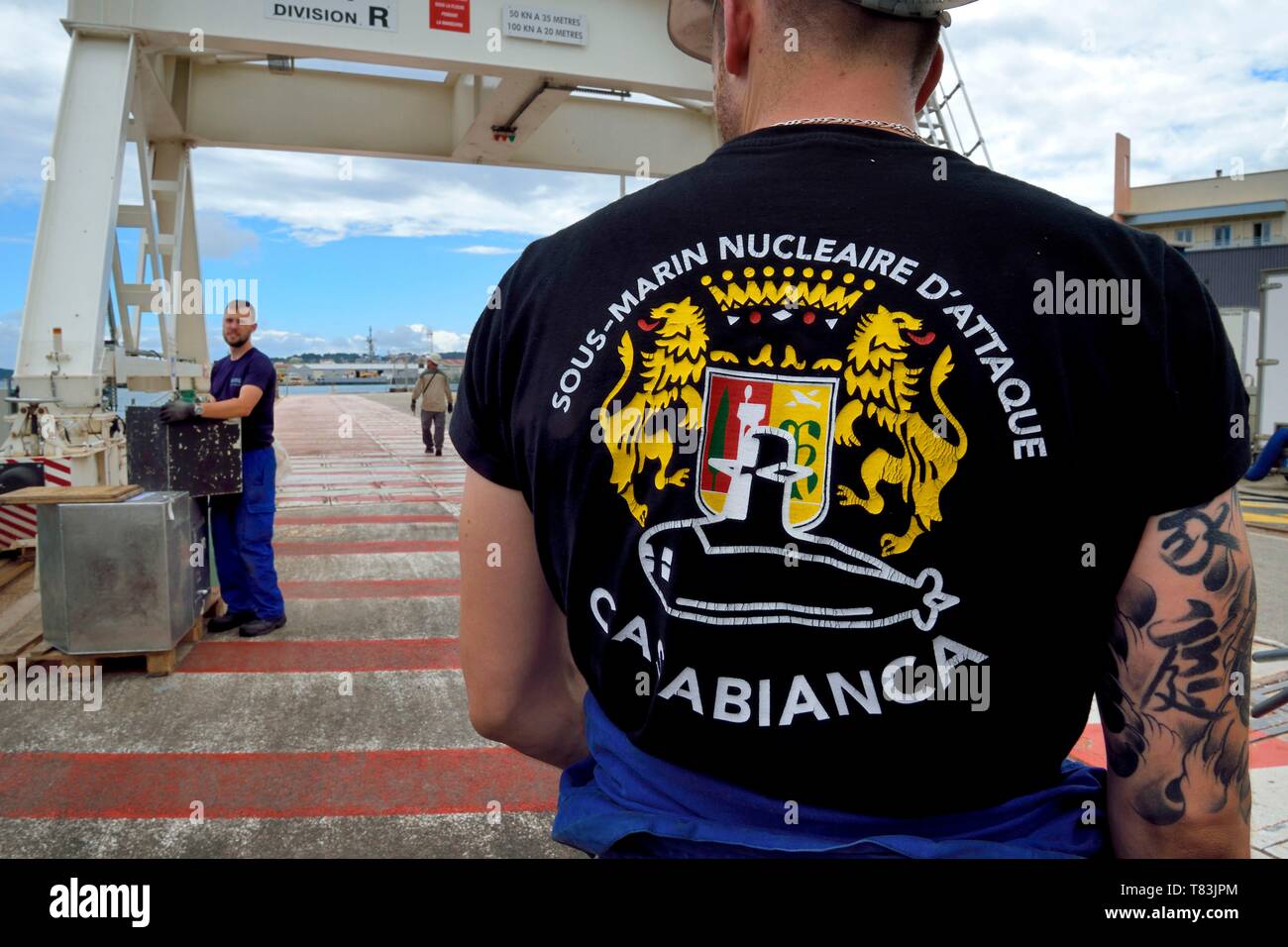 Francia, Var, Tolone, la base navale (Arsenale), al dock di un attacco nucleare sommergibile (SNA) tipo Rubis Foto Stock