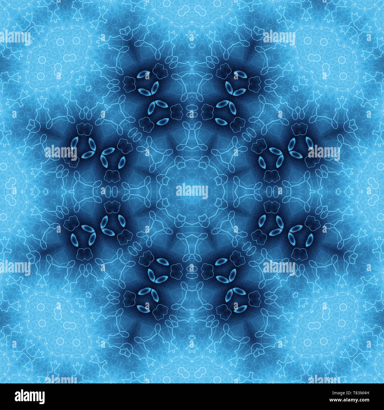 Sfondo blu con astratto modello di fantasia Foto Stock