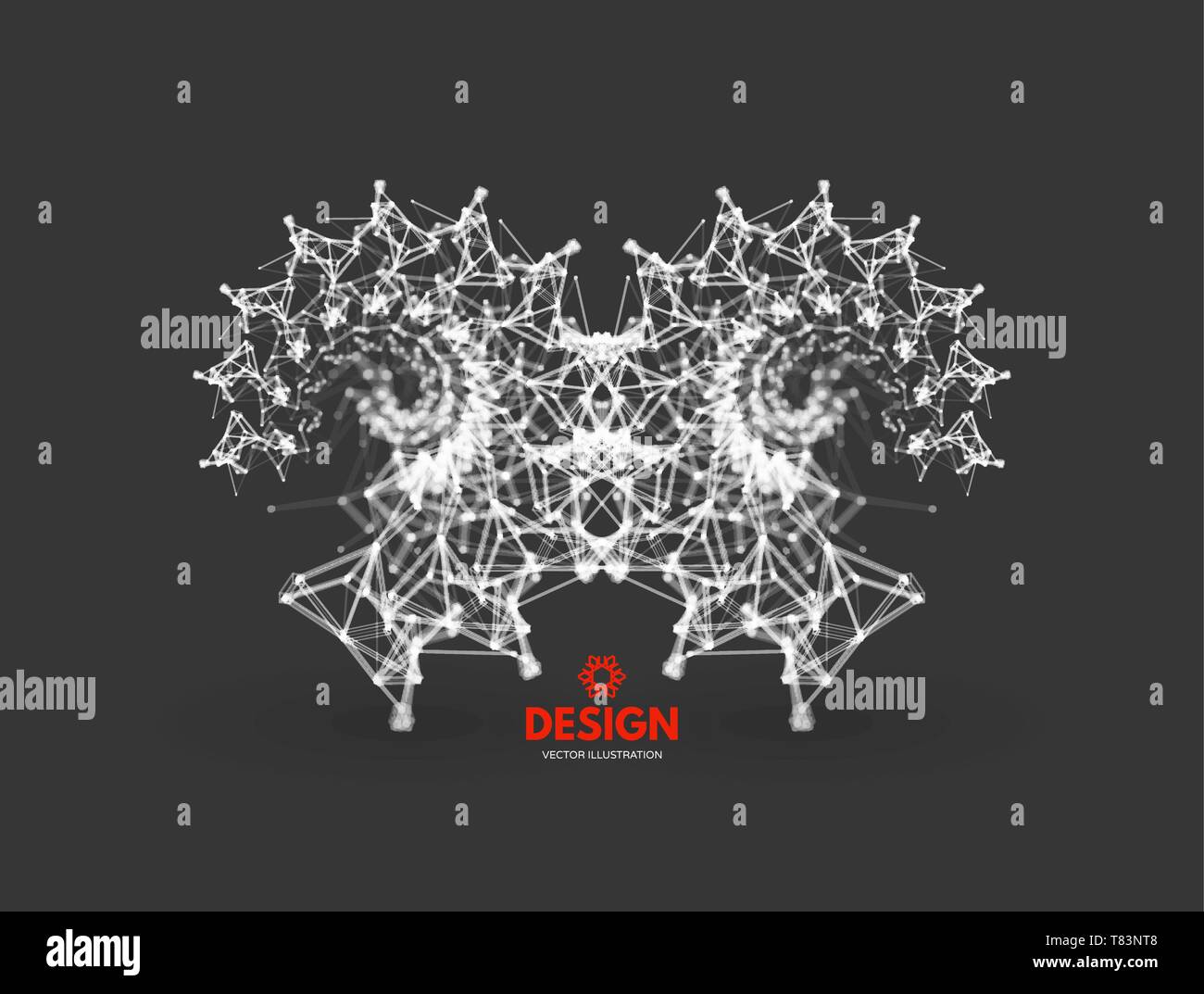 3d la struttura di collegamento. La tecnologia avveniristica stile. Bassa-poli elemento di design. Illustrazione Vettoriale per la scienza, la chimica o l'istruzione. Illustrazione Vettoriale