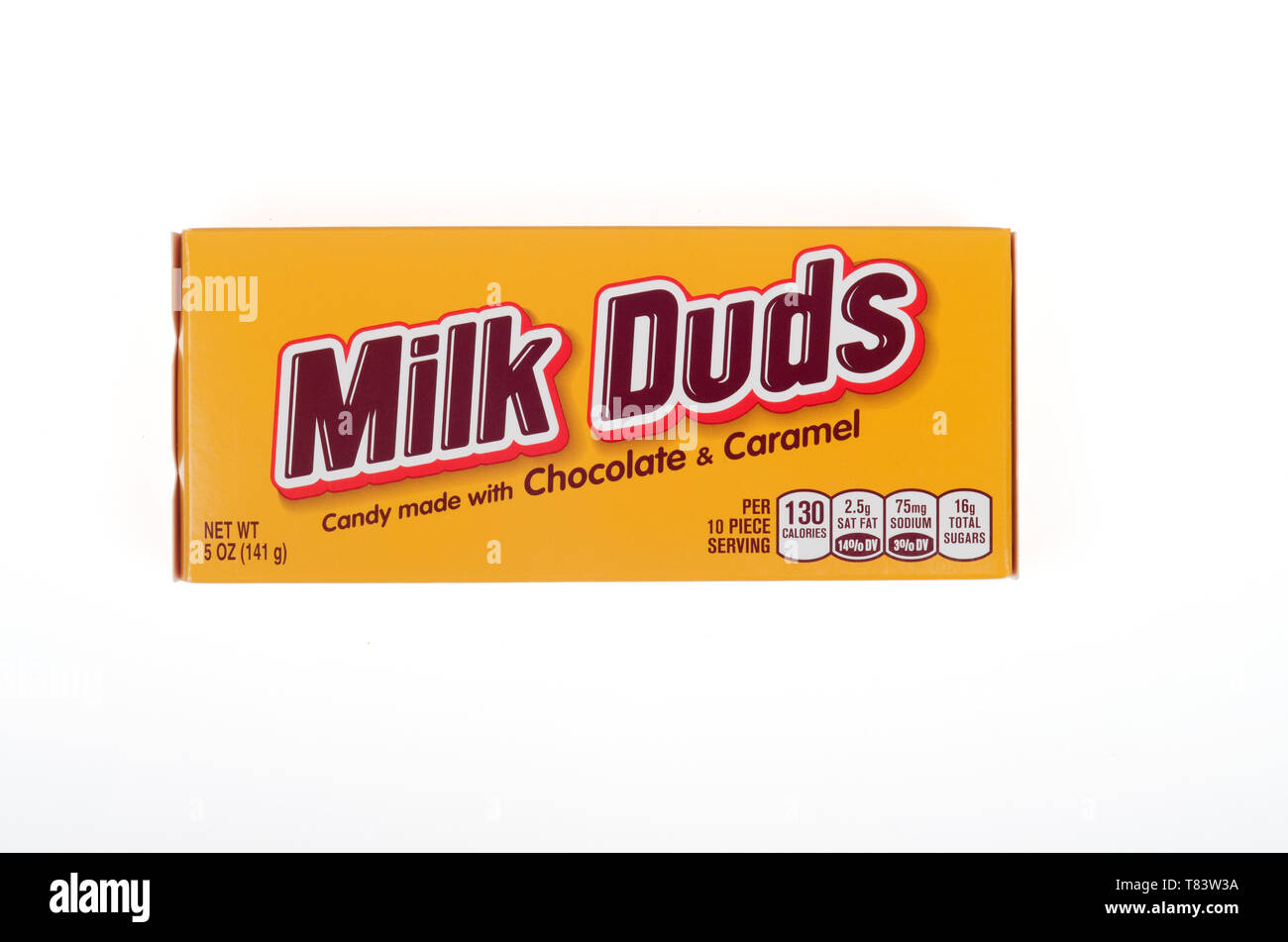 Scatola di latte Duds cioccolato & caramella dalla Hershey Company isolato su bianco Foto Stock