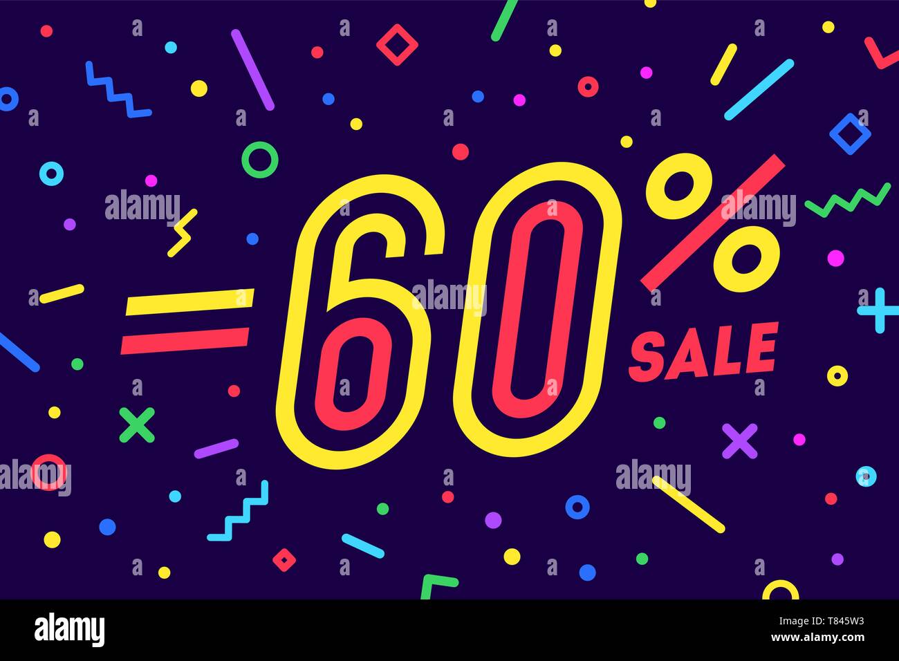 Vendita -60%. Banner per lo sconto, vendita. Progettazione di poster Illustrazione Vettoriale