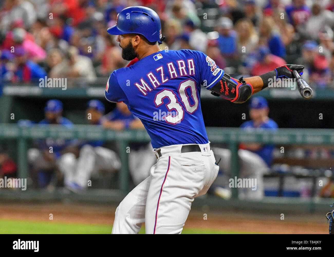 Maggio 04, 2019: Texas Rangers diritto fielder Nomar Mazara #30 durante una partita MLB tra il Toronto Blue Jays e Texas Rangers a Globe Life Park in Arlington, Texas TX sconfitto Toronto 8-5 Albert Pena/CSM. Foto Stock