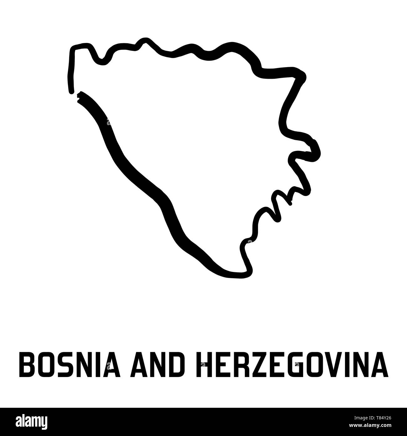 La Bosnia e Erzegovina mappa delineare - paese liscio mappa forma vettoriale. Illustrazione Vettoriale