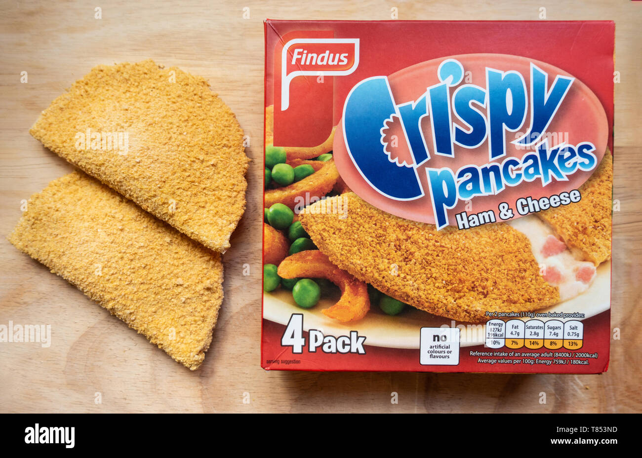 Findus croccanti frittelle fanno comodo e veloce pasto. La foto del prodotto. Foto Stock