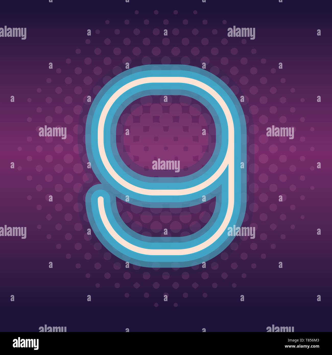 Numero Nove font Illustrazione Vettoriale