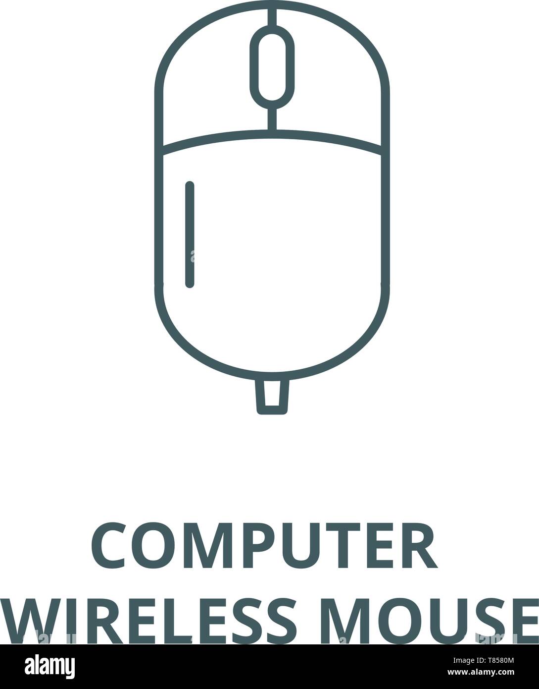 Computer wireless mouse vettore icona linea, concetto lineare, segno di contorno, simbolo Illustrazione Vettoriale
