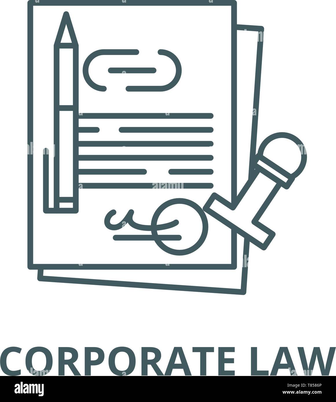 Diritto societario linea del vettore icona, concetto lineare, segno di contorno, simbolo Illustrazione Vettoriale