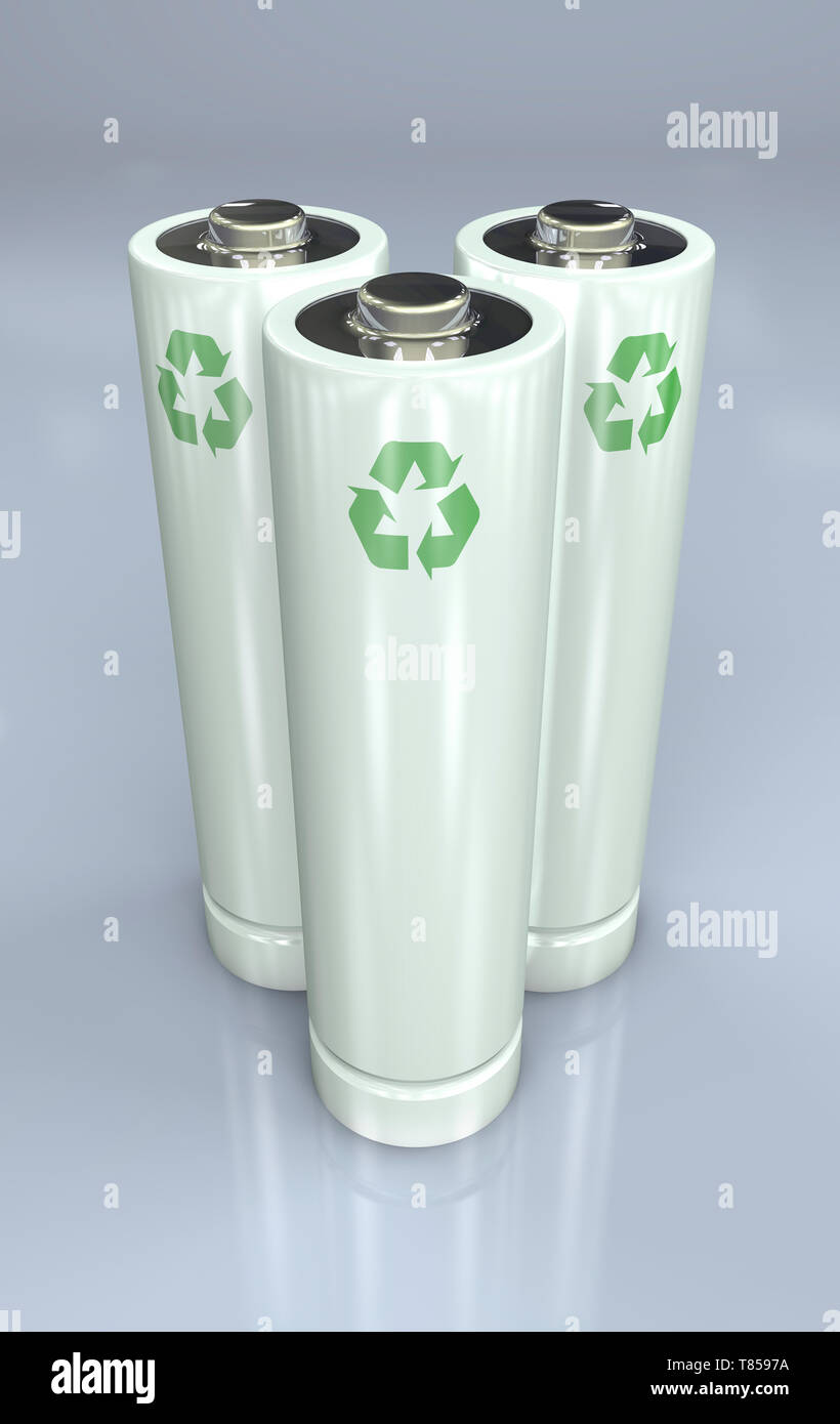 Riciclaggio della batteria, illustrazione concettuale Foto Stock