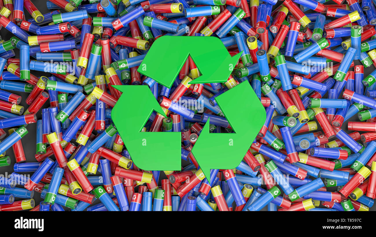 Riciclaggio della batteria, illustrazione concettuale Foto Stock
