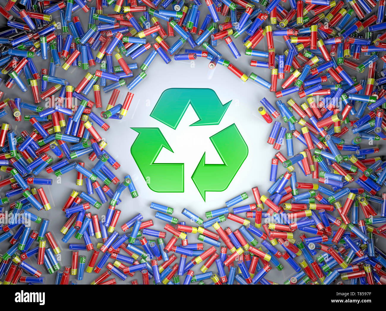 Riciclaggio della batteria, illustrazione concettuale Foto Stock