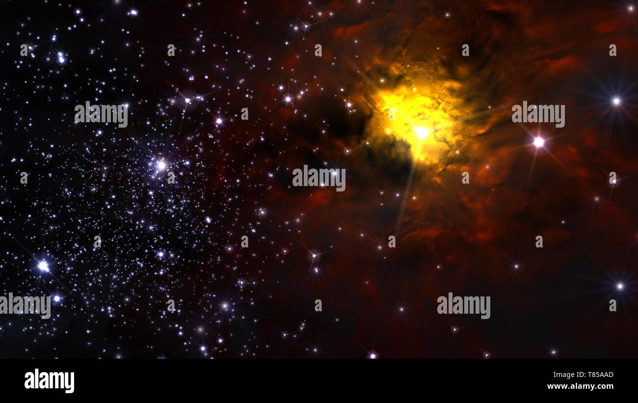 Nebulosa e stelle, illustrazione Foto Stock