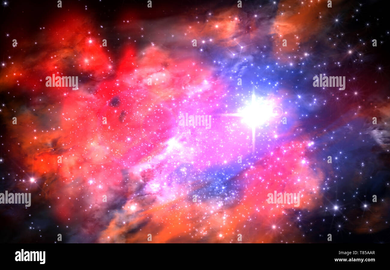 Nebulosa e stelle, illustrazione Foto Stock