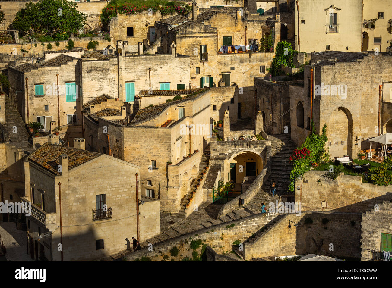 Vista di Sassi Barisano, old Matera. Capitale europea della cultura. Matera Foto Stock