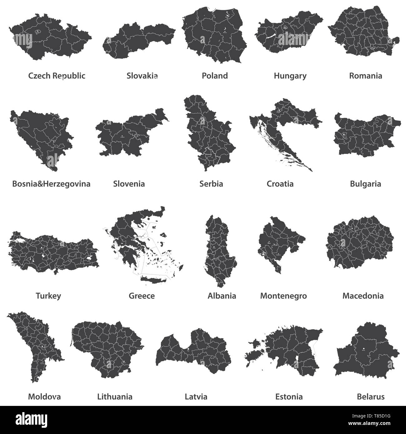 Mappe vettoriali di paesi europei Illustrazione Vettoriale