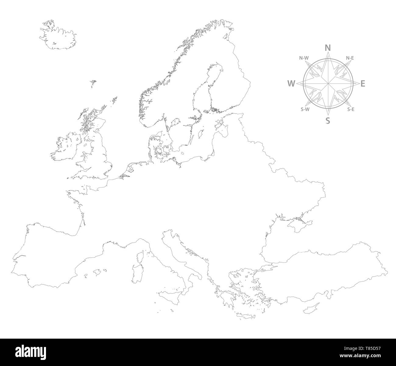 Europa vettore ad alta mappa dettagliata Illustrazione Vettoriale