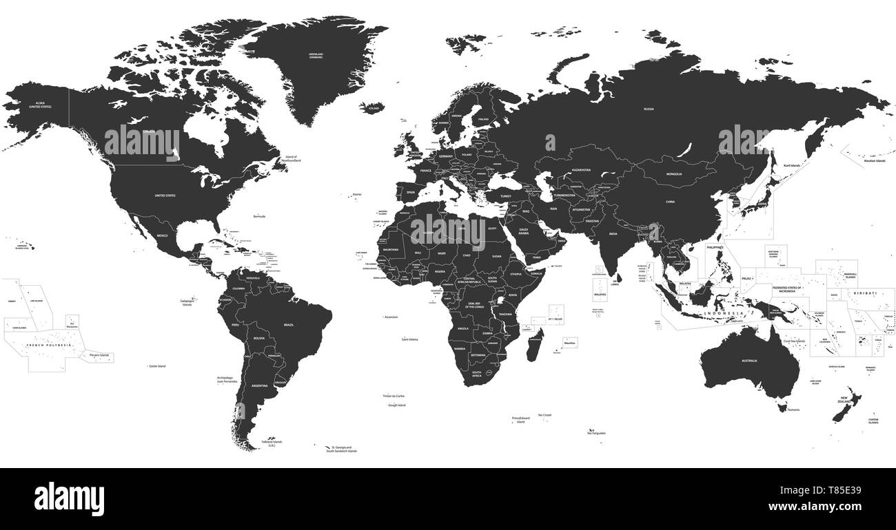 Il vettore ad alta dettagliata mappa mondiale illustrazione Illustrazione Vettoriale