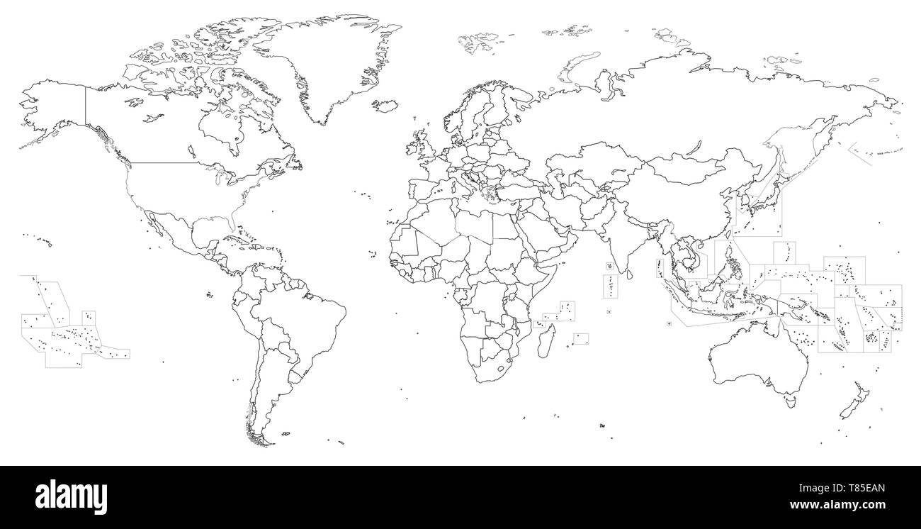 Il vettore ad alta dettagliata mappa mondiale Illustrazione Vettoriale