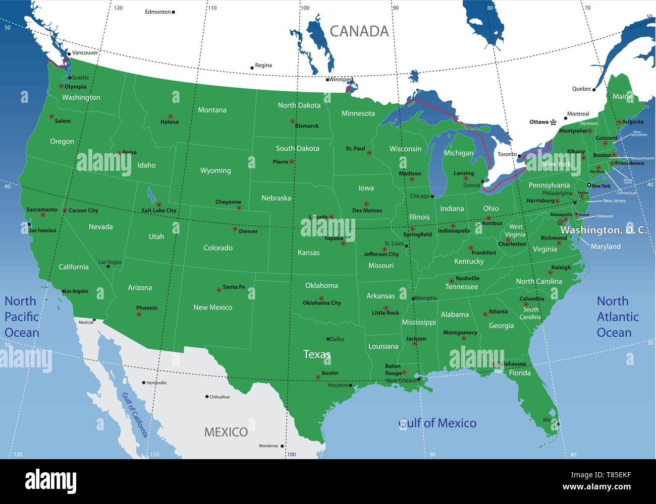 Mappa degli Stati Uniti Illustrazione Vettoriale
