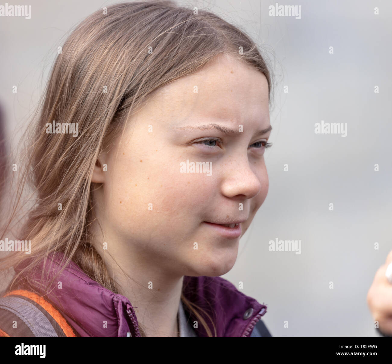 Stoccolma, Svezia. 10 Maggio, 2019. 16-anno-vecchio clima svedese Greta attivista Thunberg dimostrando a Stoccolma il venerdì. Foto Stock