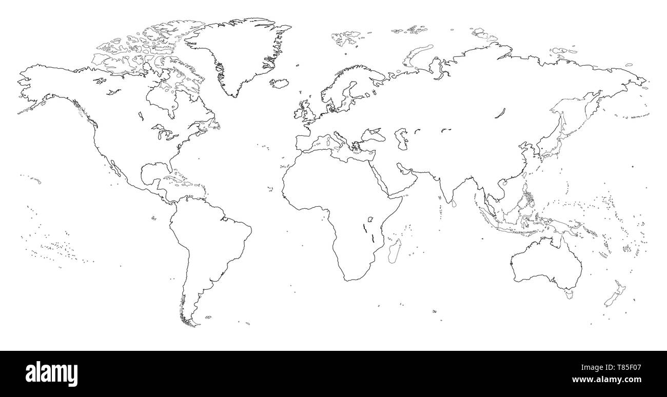 Il vettore ad alta dettagliata mappa mondiale illustrazione Illustrazione Vettoriale