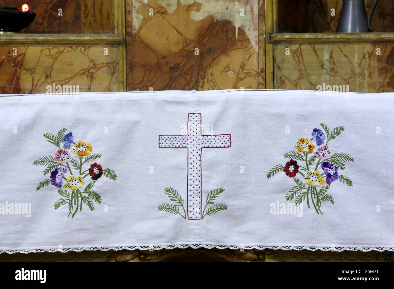 Autel. Eglise Notre Dame de la Gorge. Les Contamines-Montjoie. Foto Stock