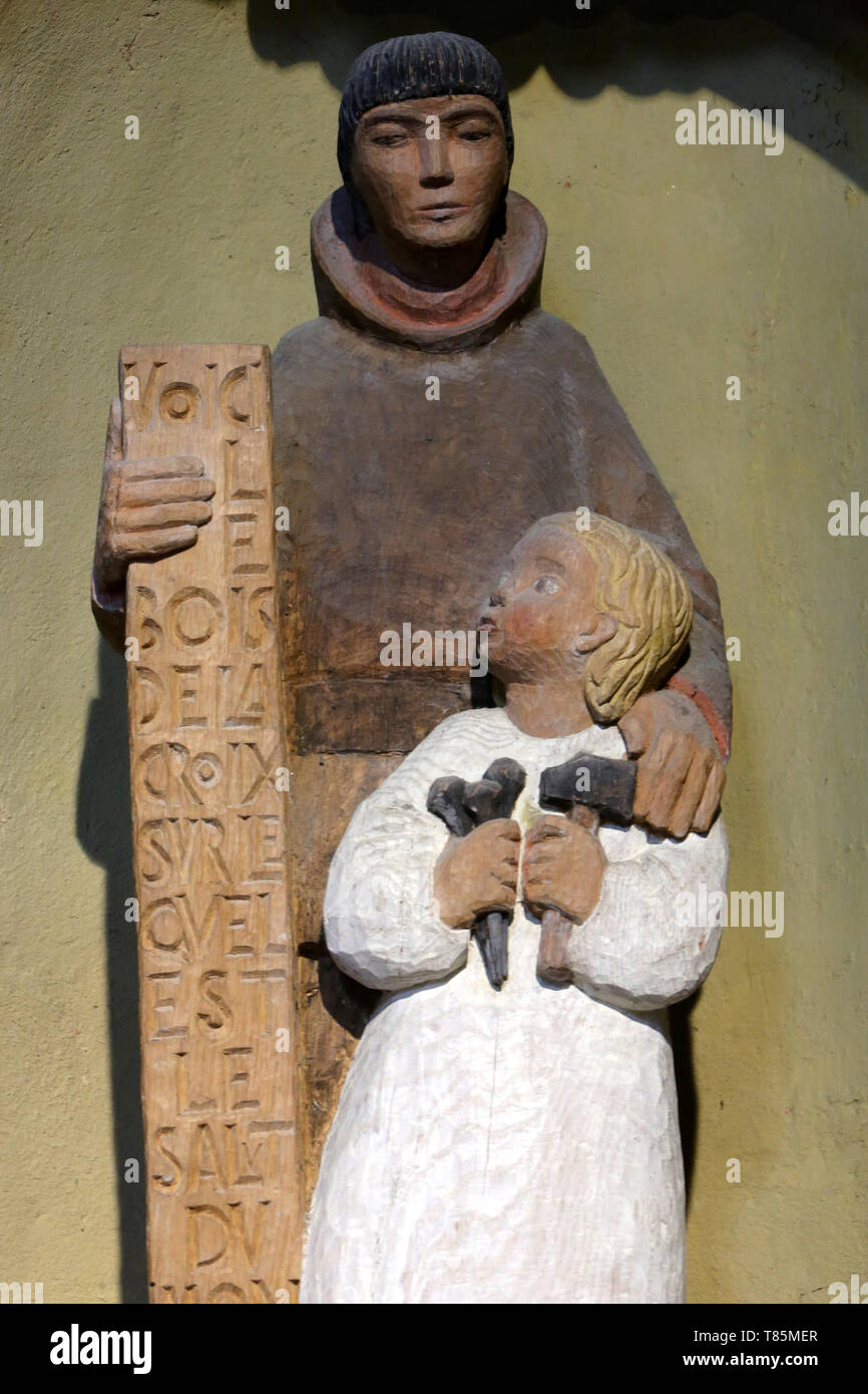 Jésus-Christ charpentier. Eglise Notre Dame de la Gorge. Les Contamines-Montjoie. Foto Stock