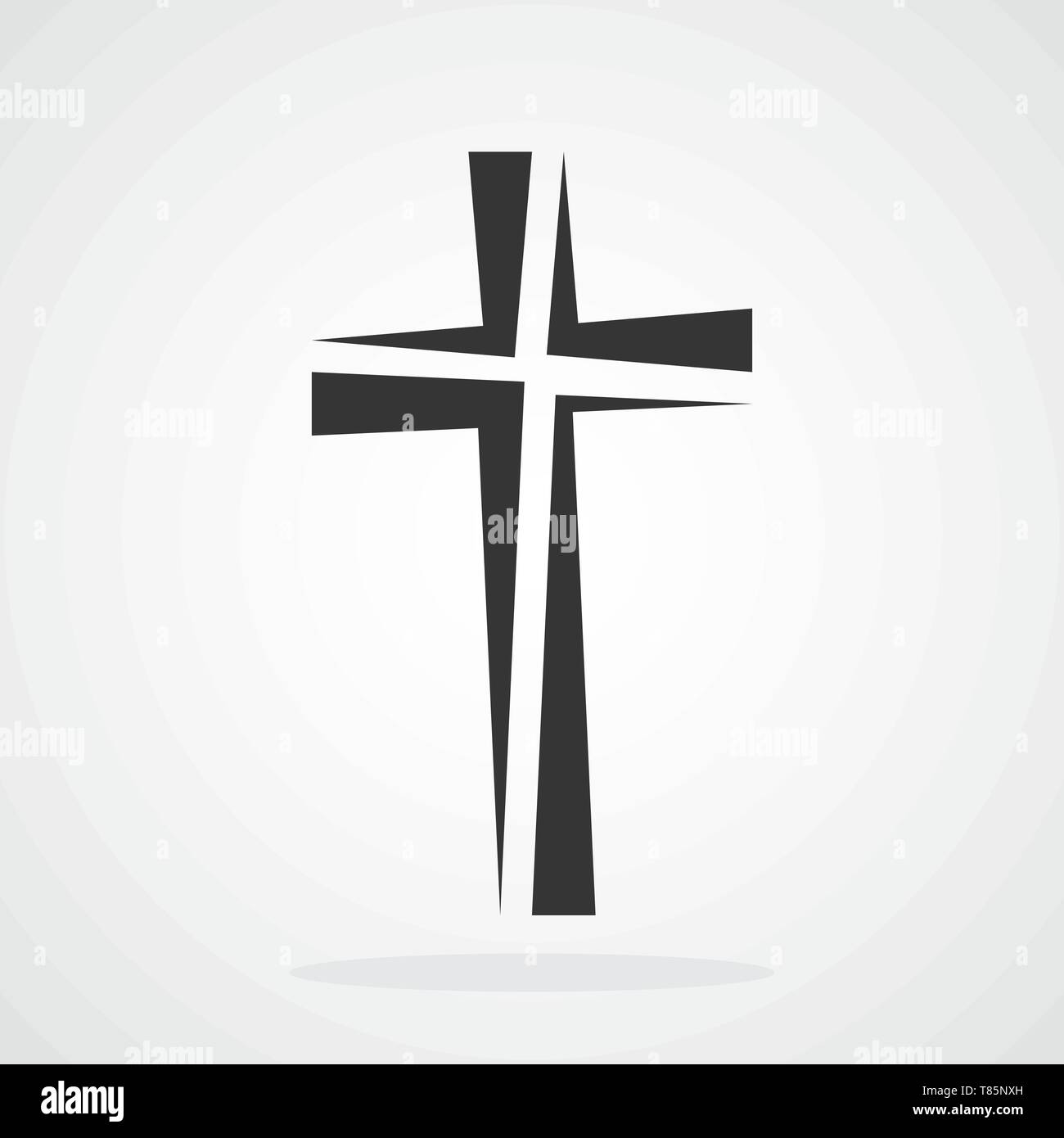 Grigio croce cristiana icona nel design piatto. Illustrazione Vettoriale. Abstract una croce cristiana. Illustrazione Vettoriale