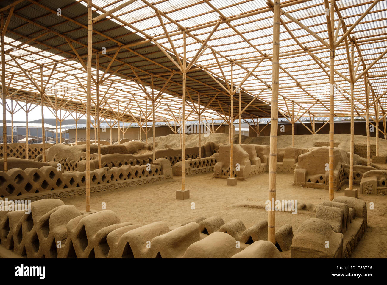 Zona archeologica di Chan Chan (precolombiana cultura Chimú) vicino a Trujillo in Perù Foto Stock