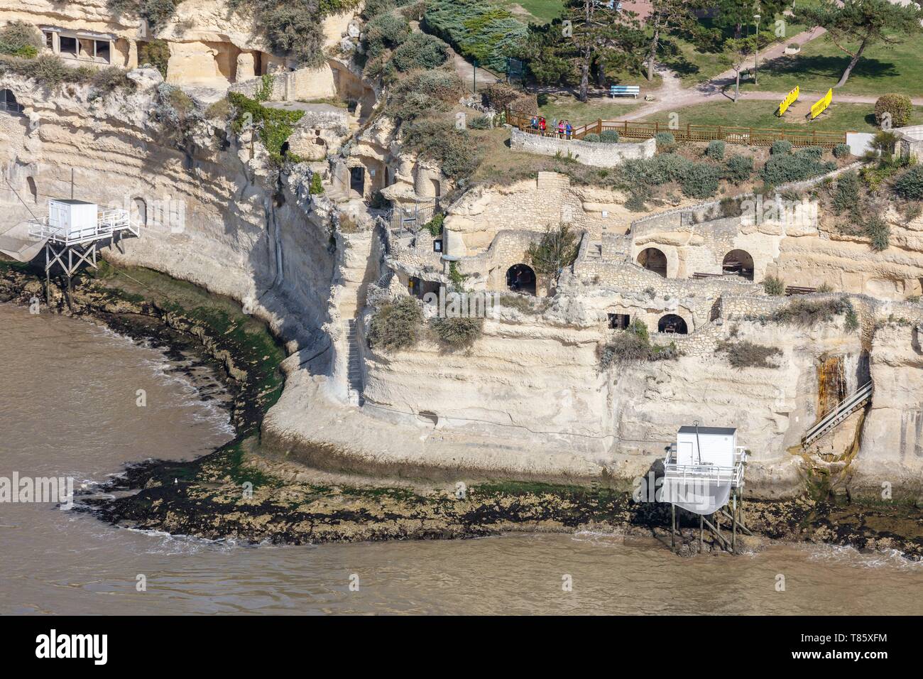 Francia, Charente Maritime, Meschers sur Gironde, metropolitana case in scogliera (vista aerea) Foto Stock