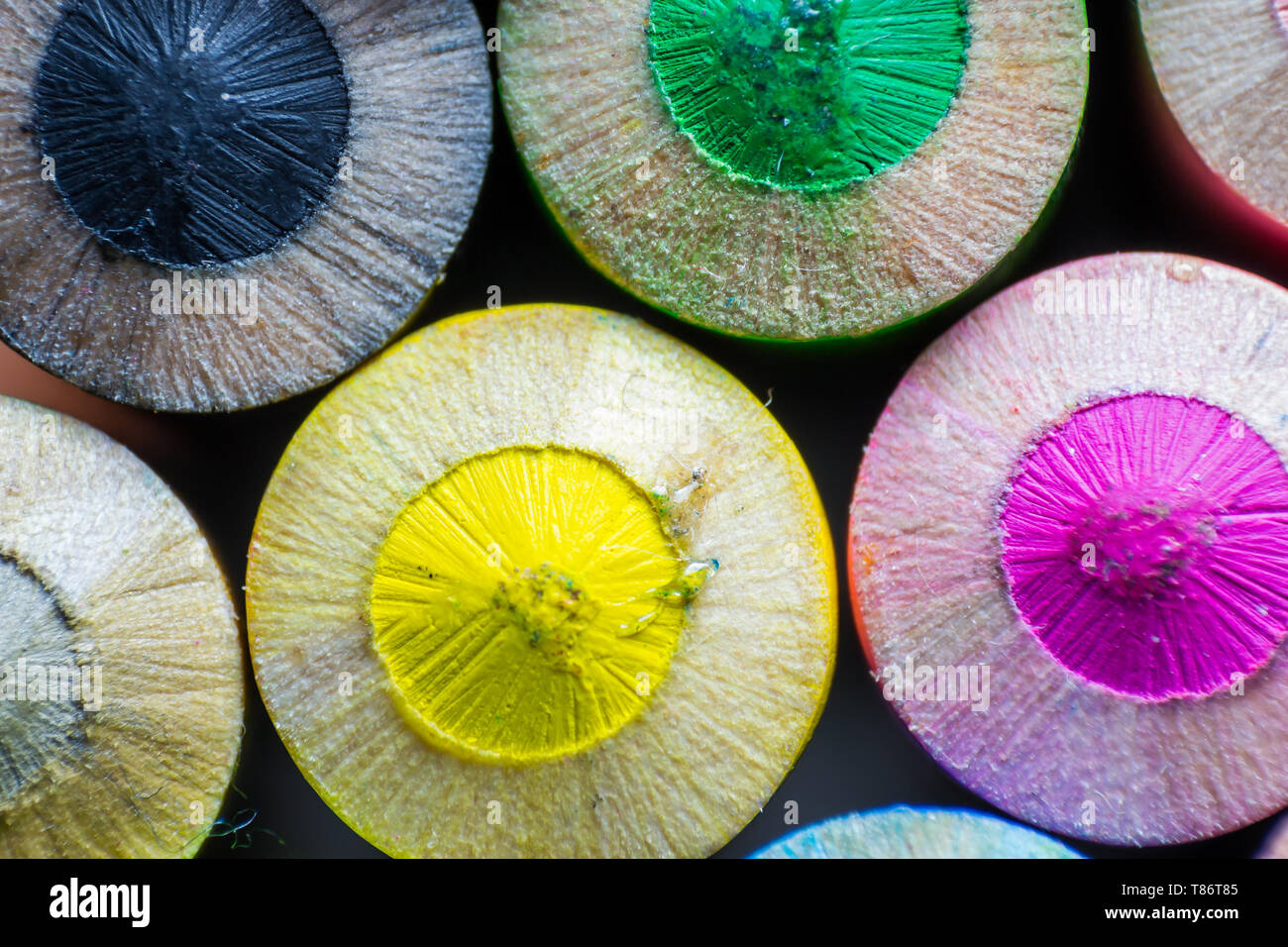 Matite con colori multipli close-up Foto Stock