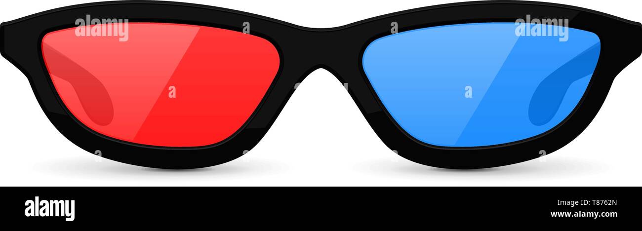 3d movie bicchieri. Il rosso e il blu occhiali Illustrazione Vettoriale